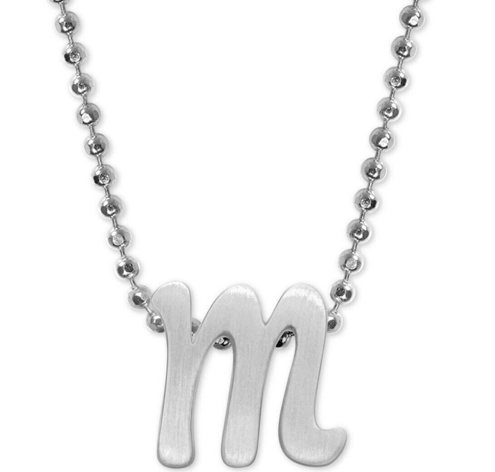 Alex Woo Sterling Silver ‘M’ Initial Pendant Necklace NY Designer Luxury Fashion